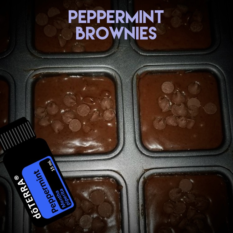 Peppermint brownie recipe graphic with a rich, styled overhead food composition.