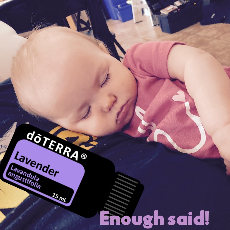 Sleeping baby paired with calming lavender branding in a soft, soothing composition.